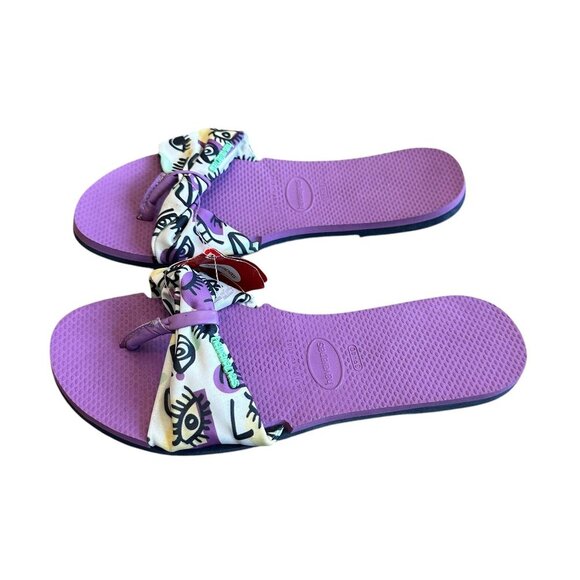 Havaianas You Saint Tropez Sandals Slides Bold Colorful Eye Print Size 9 NWT - Picture 1 of 9